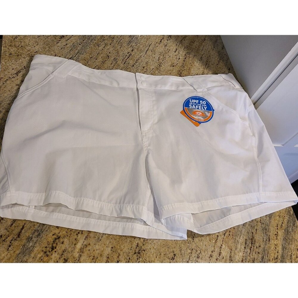 New! Women Size 20W Columbia Shorts PFG Coral Point III UPF 50 White Inseam 5"